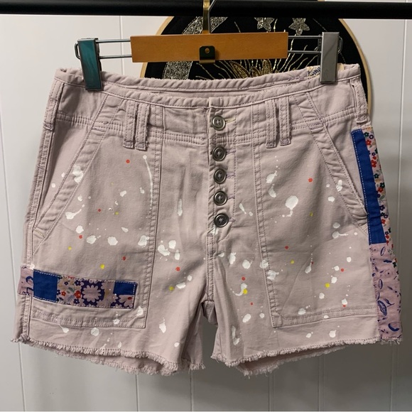 NWT Pilcro The Wanderer Shorts Lilac Purple Paint Splatter Patchwork OB1325588 - Picture 3 of 9